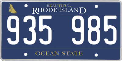 RI license plate 935985