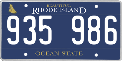 RI license plate 935986