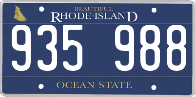 RI license plate 935988