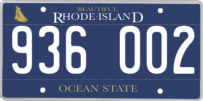 RI license plate 936002