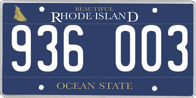 RI license plate 936003