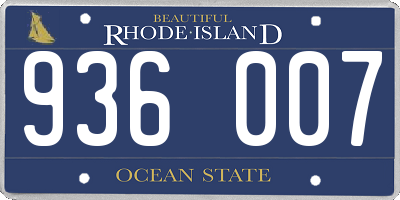 RI license plate 936007