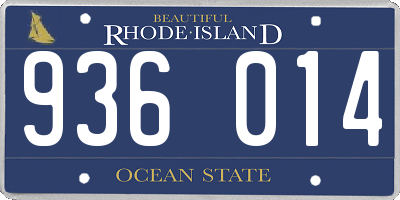 RI license plate 936014
