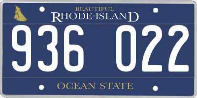 RI license plate 936022