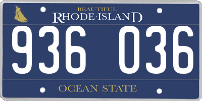 RI license plate 936036