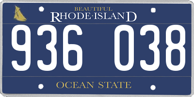 RI license plate 936038