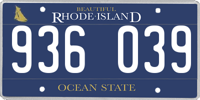 RI license plate 936039