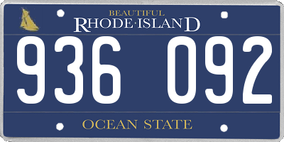 RI license plate 936092
