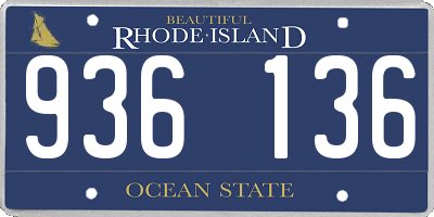 RI license plate 936136