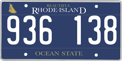 RI license plate 936138