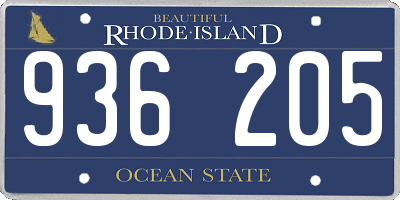 RI license plate 936205