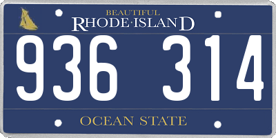 RI license plate 936314