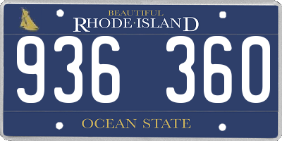 RI license plate 936360