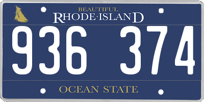 RI license plate 936374