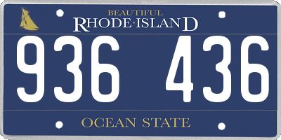 RI license plate 936436