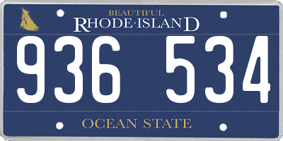 RI license plate 936534