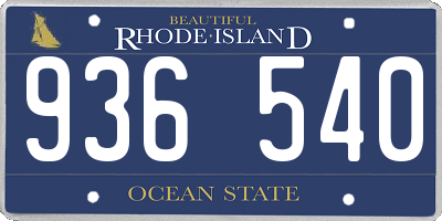RI license plate 936540