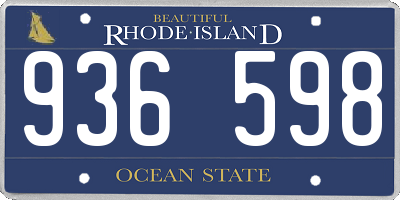 RI license plate 936598