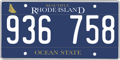 RI license plate 936758