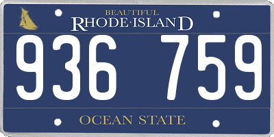 RI license plate 936759