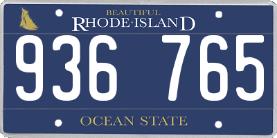 RI license plate 936765