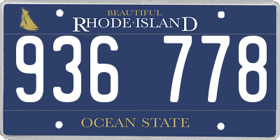 RI license plate 936778
