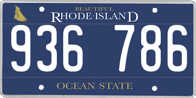 RI license plate 936786