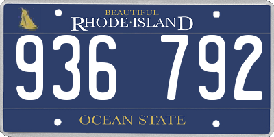 RI license plate 936792