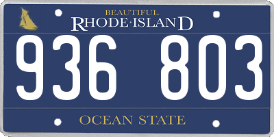 RI license plate 936803