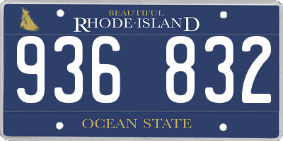RI license plate 936832