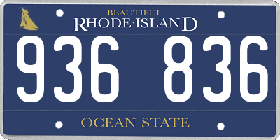RI license plate 936836