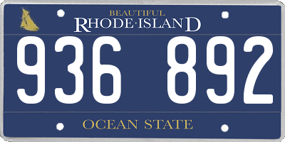 RI license plate 936892