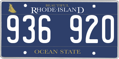 RI license plate 936920