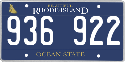 RI license plate 936922