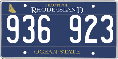 RI license plate 936923