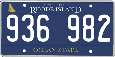 RI license plate 936982