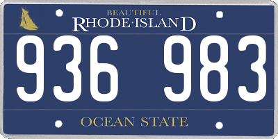 RI license plate 936983