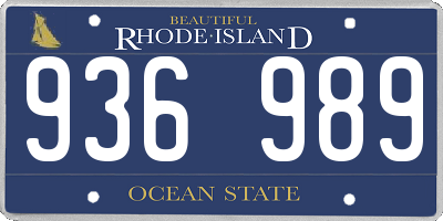 RI license plate 936989