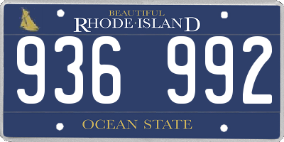 RI license plate 936992