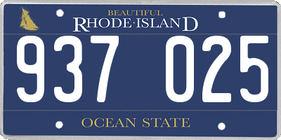 RI license plate 937025