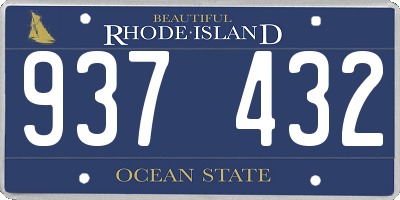 RI license plate 937432