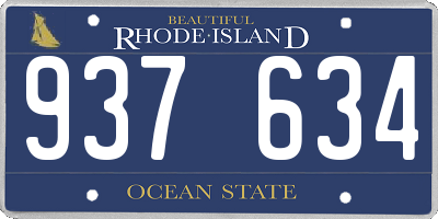 RI license plate 937634