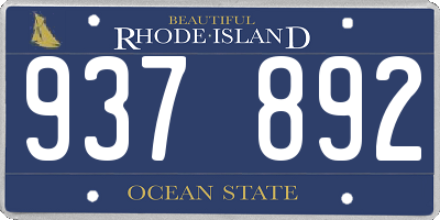 RI license plate 937892