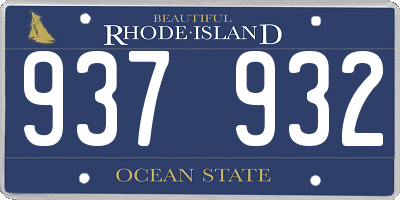 RI license plate 937932