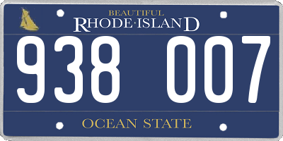 RI license plate 938007
