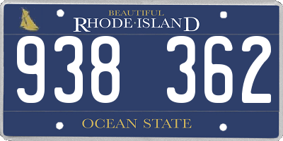 RI license plate 938362