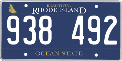 RI license plate 938492
