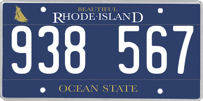RI license plate 938567