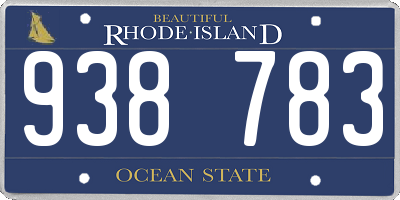 RI license plate 938783
