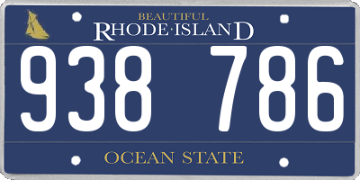 RI license plate 938786